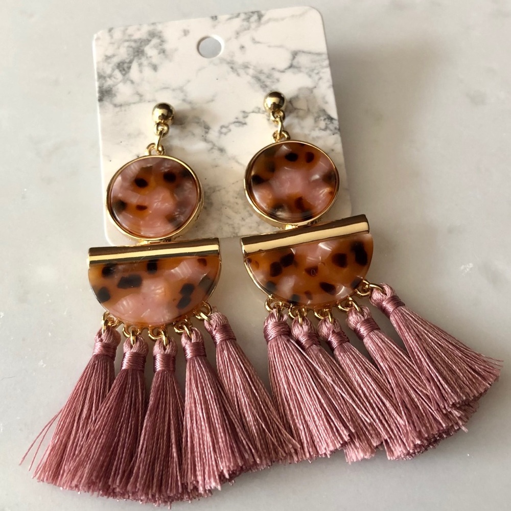 Pink Tassel Earrings - Picture 2 of 4